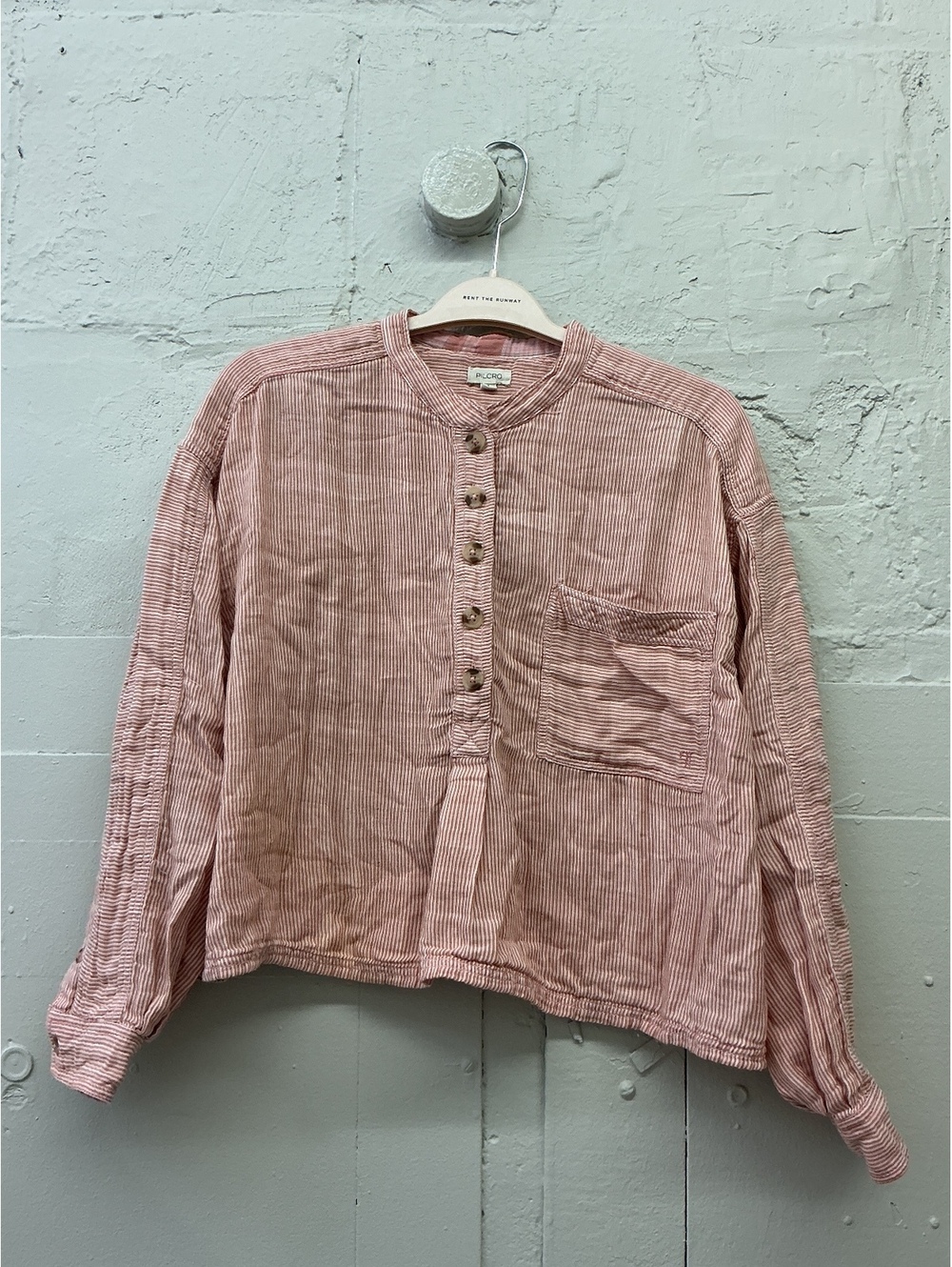 Pilcro Pink Striped Cotton Button-Up Shirt